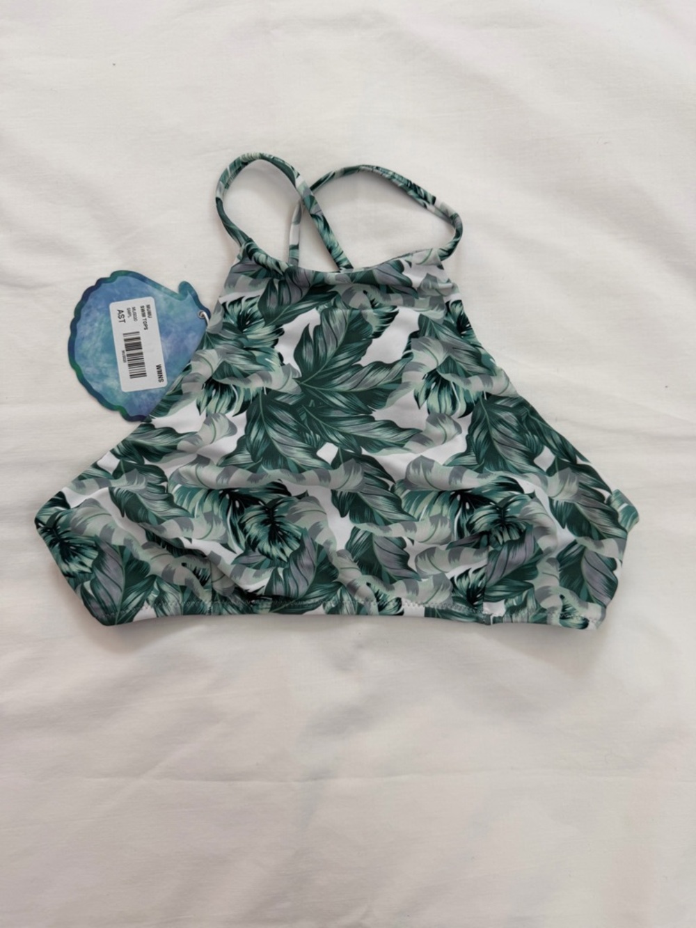 Show Me Your Mumu Mermaid Halter Bikini Top Green Leaf XS NWT